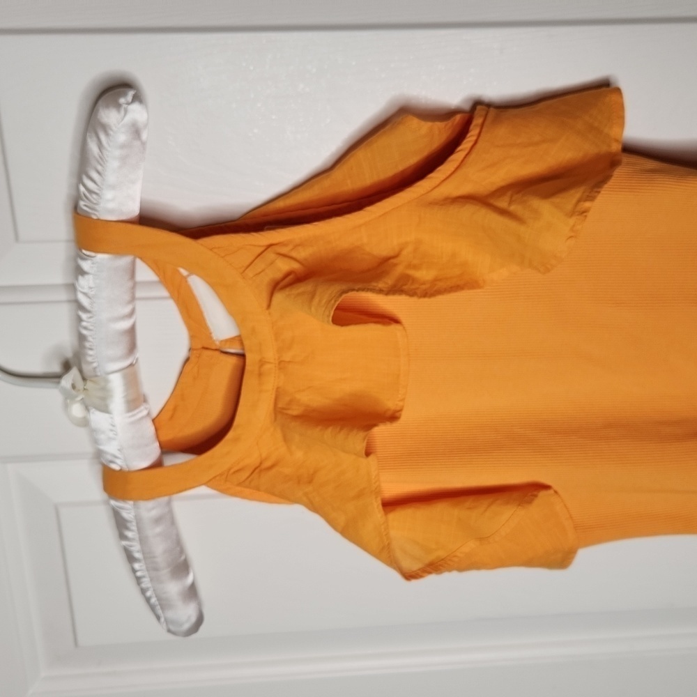 Maeve Anthropologie Orange Ruffled Rib Halter Tank Top Size XS NWT - Picture 2 of 13